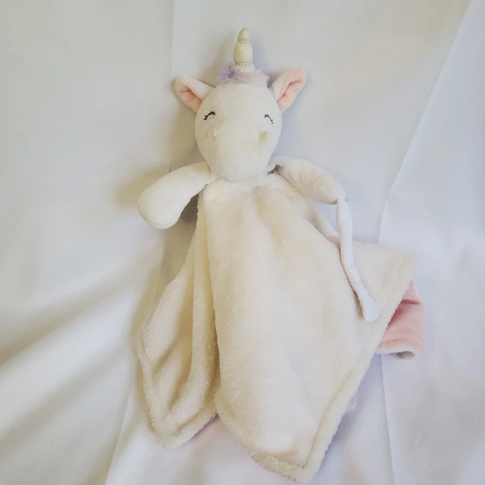 Carters Unicorn Lovey Pink and White with Silver Horn Soft‎ Security Blanket Toy